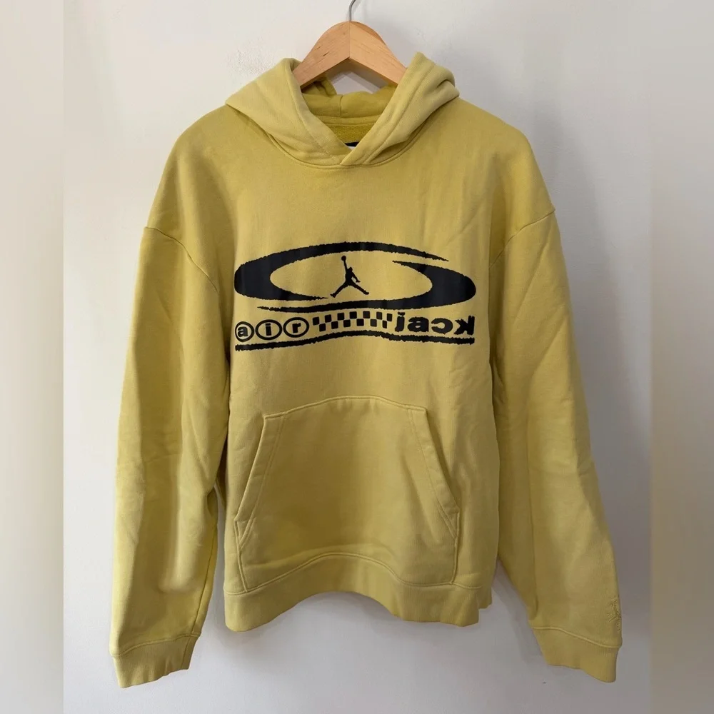NWT Nike Jordan x Travis Scott Hoodie Celery Yellow Sweatshirt Pullover Mens S